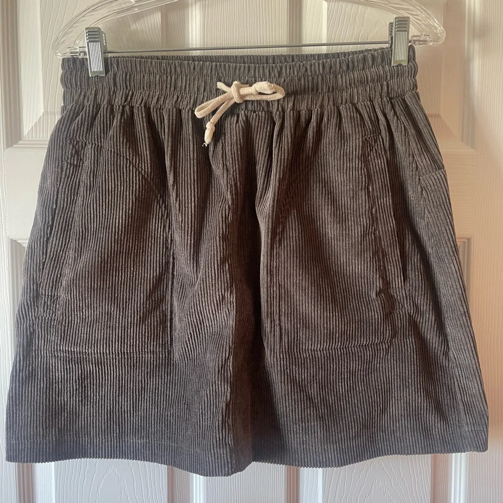 Wishlist Corduroy Mini Skirt - Charcoal Gray - Picture 2 of 10